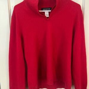 Jones New York Red Cashmere Cowl V Neck Sweater